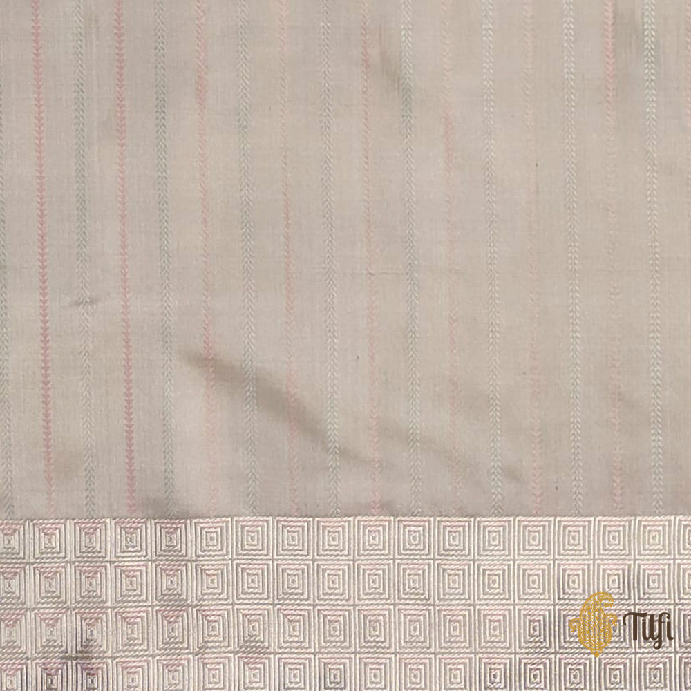 Grey-Soft Pink Pure Soft Satin Silk Banarasi Handloom Saree