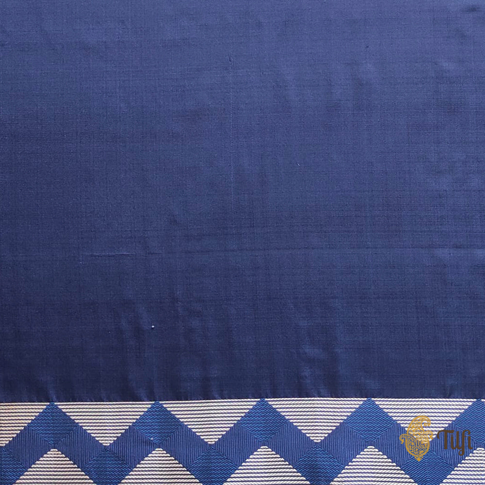 Blue-Gray Pure Soft Satin Silk Banarasi Handloom Saree