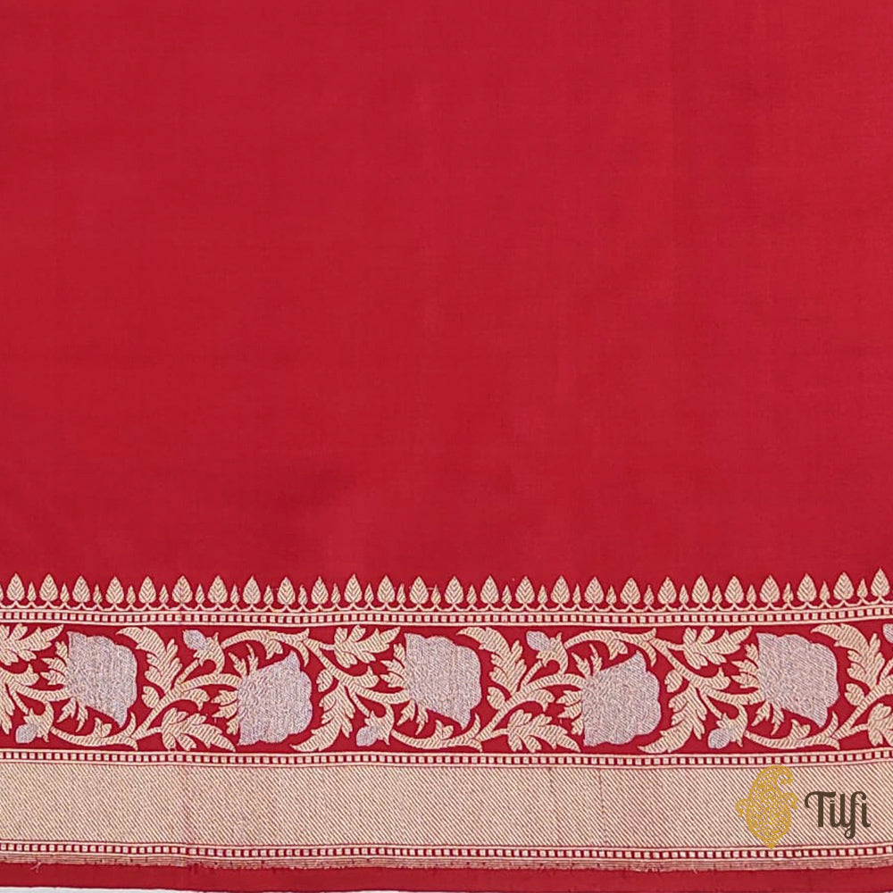 &#39;Karnika&#39; Red Pure Katan Silk Banarasi Handloom Saree