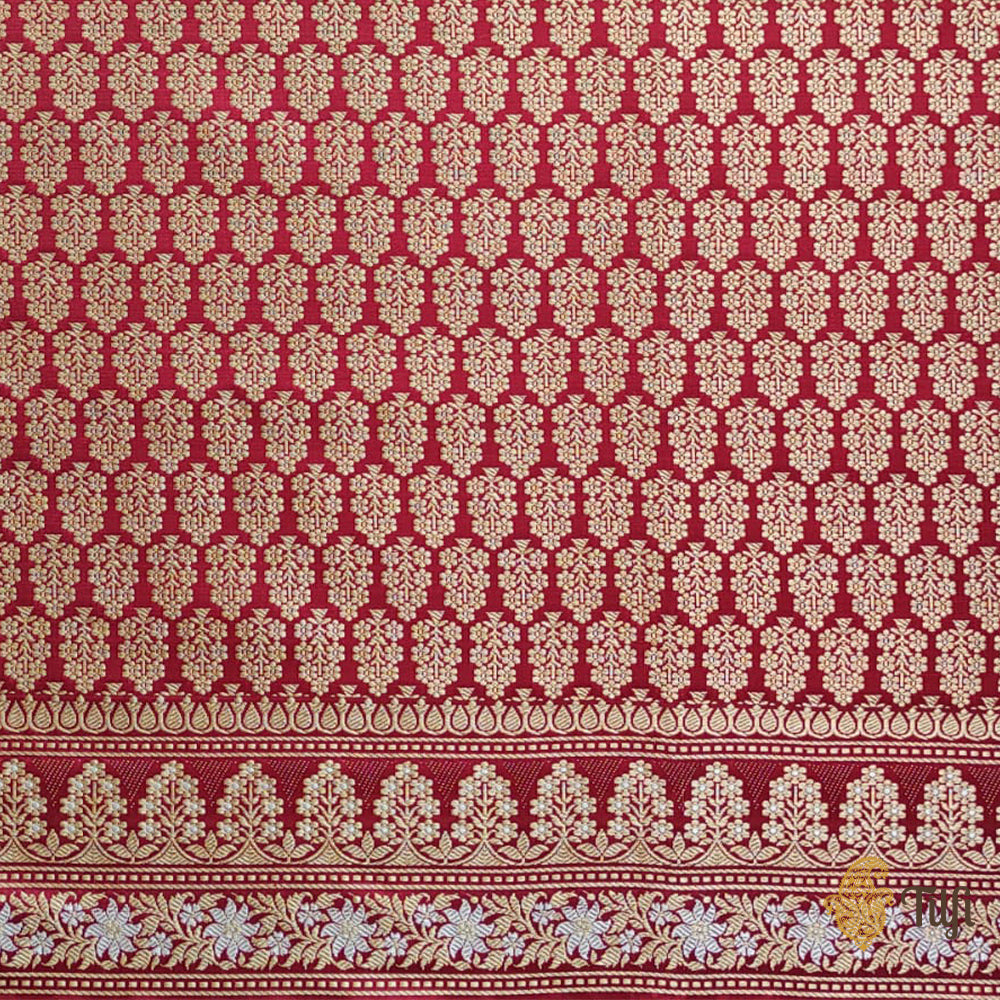 Pre-Order: Red Pure Soft Satin Silk Banarasi Handloom Saree