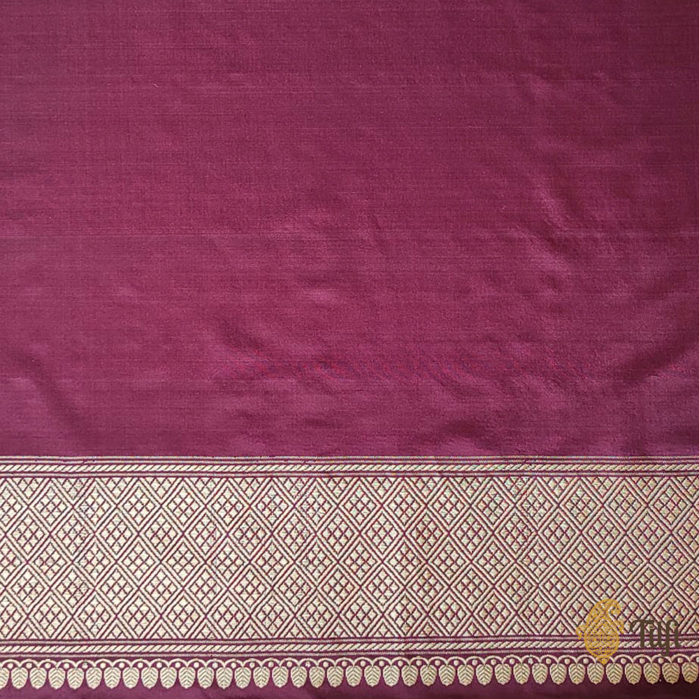 Deep Plum Purple Pure Katan Silk Banarasi Handloom Saree