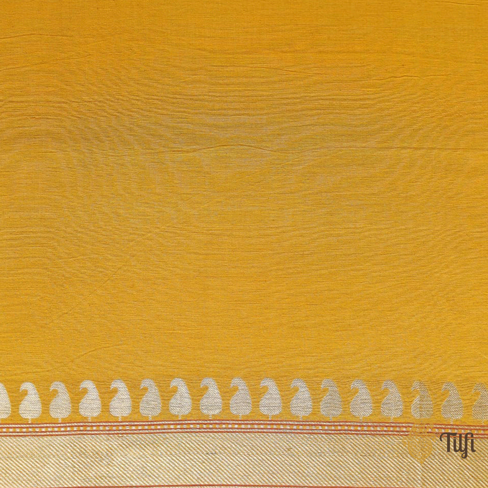 Yellow Pure Cotton Banarasi Kadhua Handloom Saree