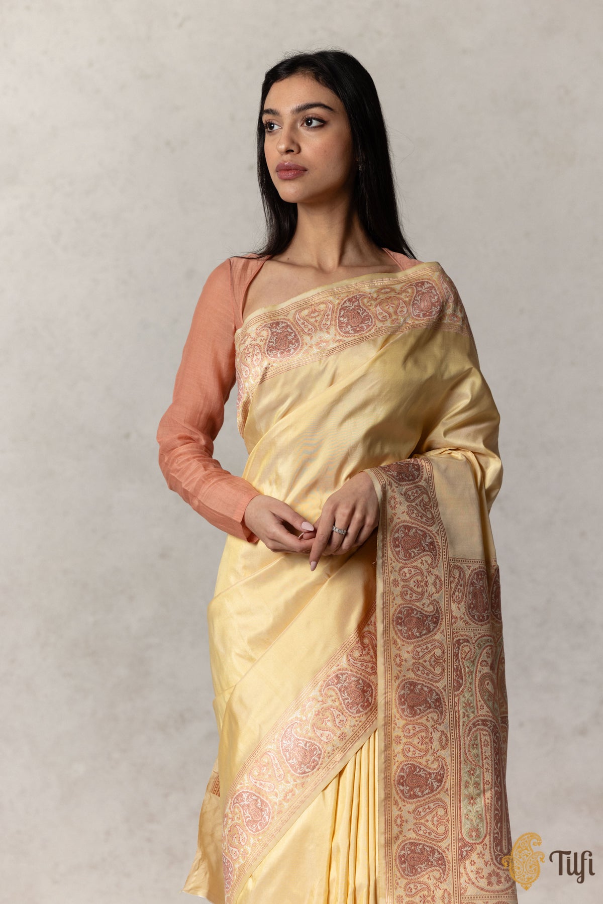 Pastel Yellow Pure Katan Silk Banarasi Handloom Saree