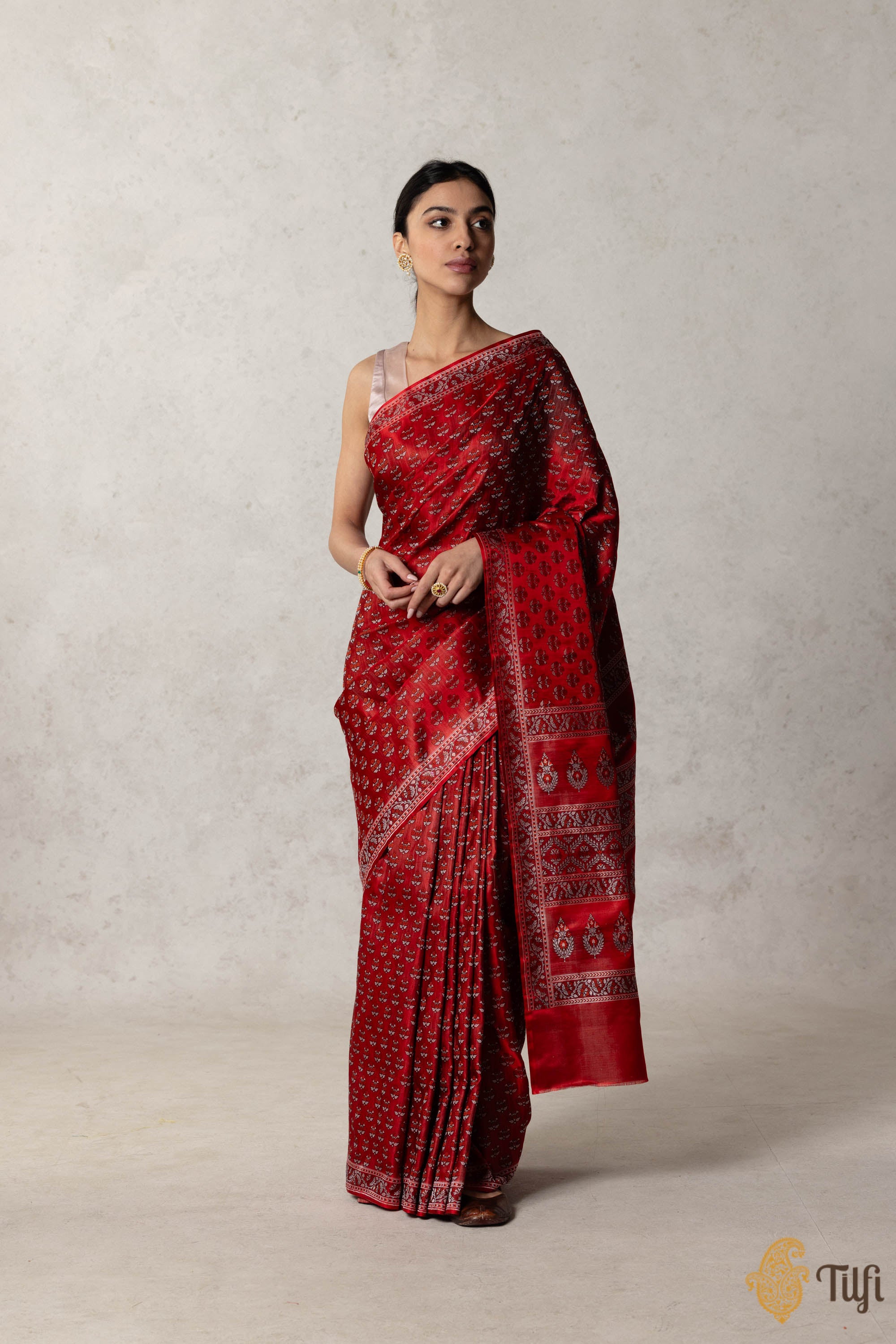 Tanmaya Red Soft Semi Silk Saree main image 1