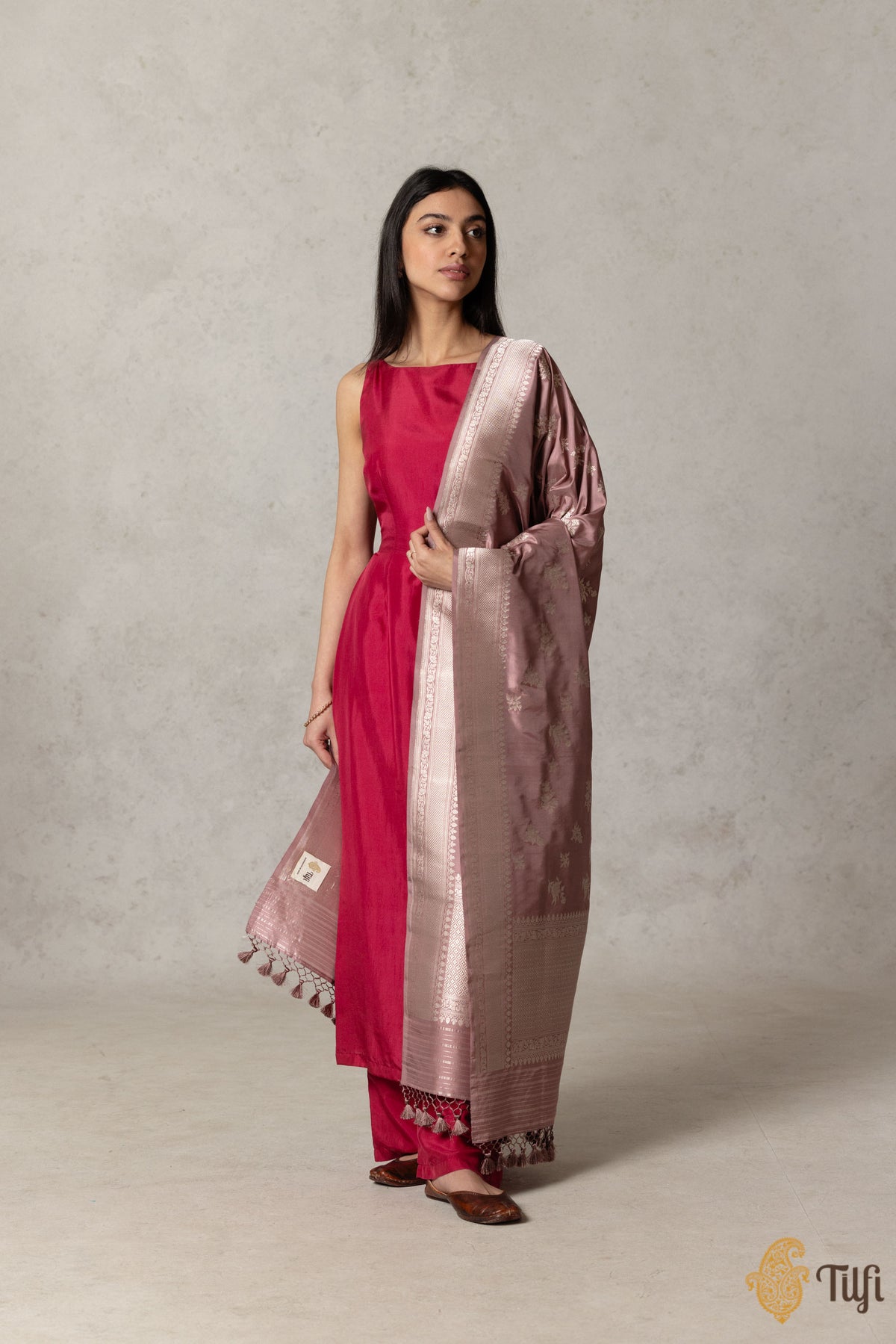 Soft Pink Pure Katan Silk Banarasi Handloom Dupatta