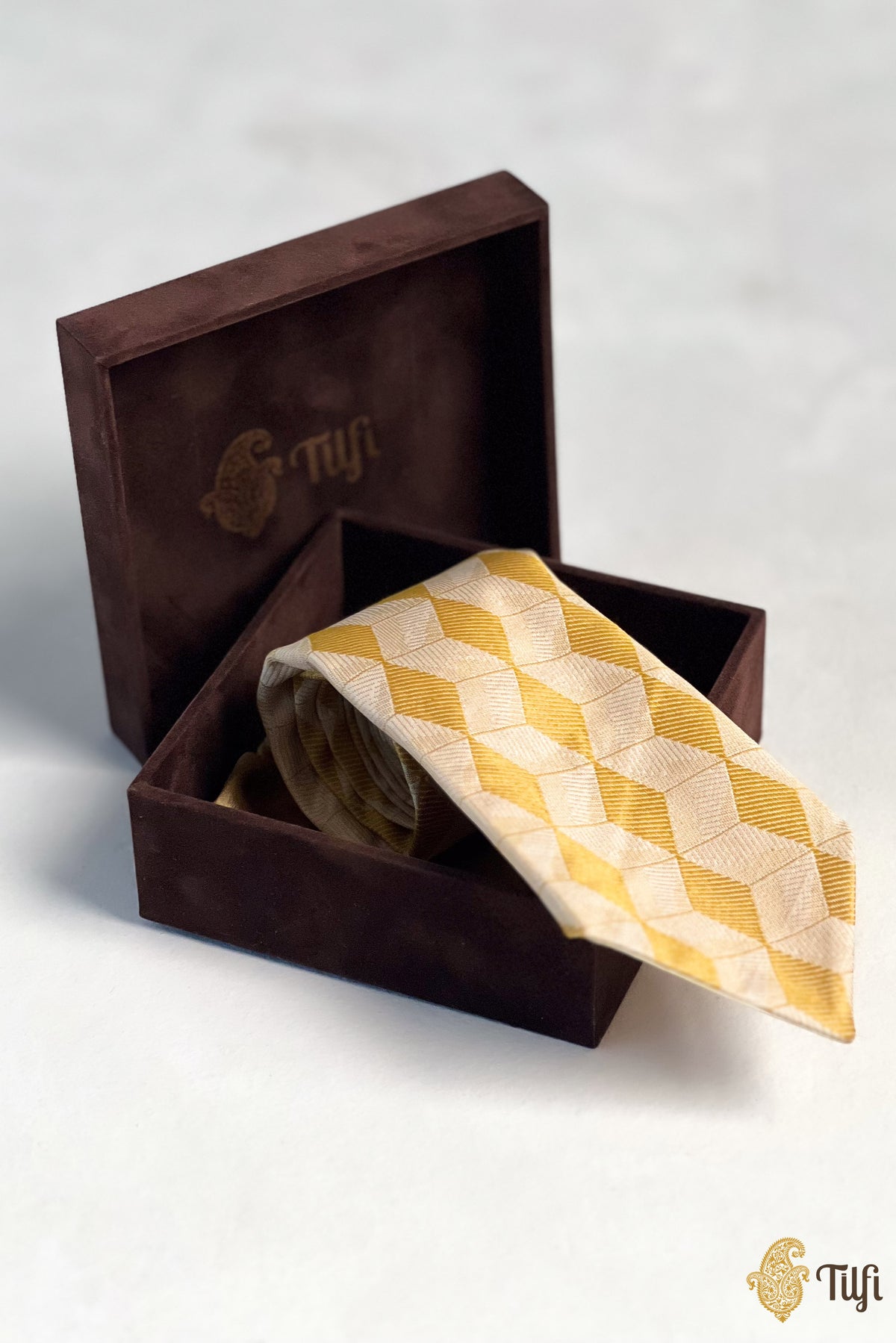 Yellow Handwoven Katan Silk Tie