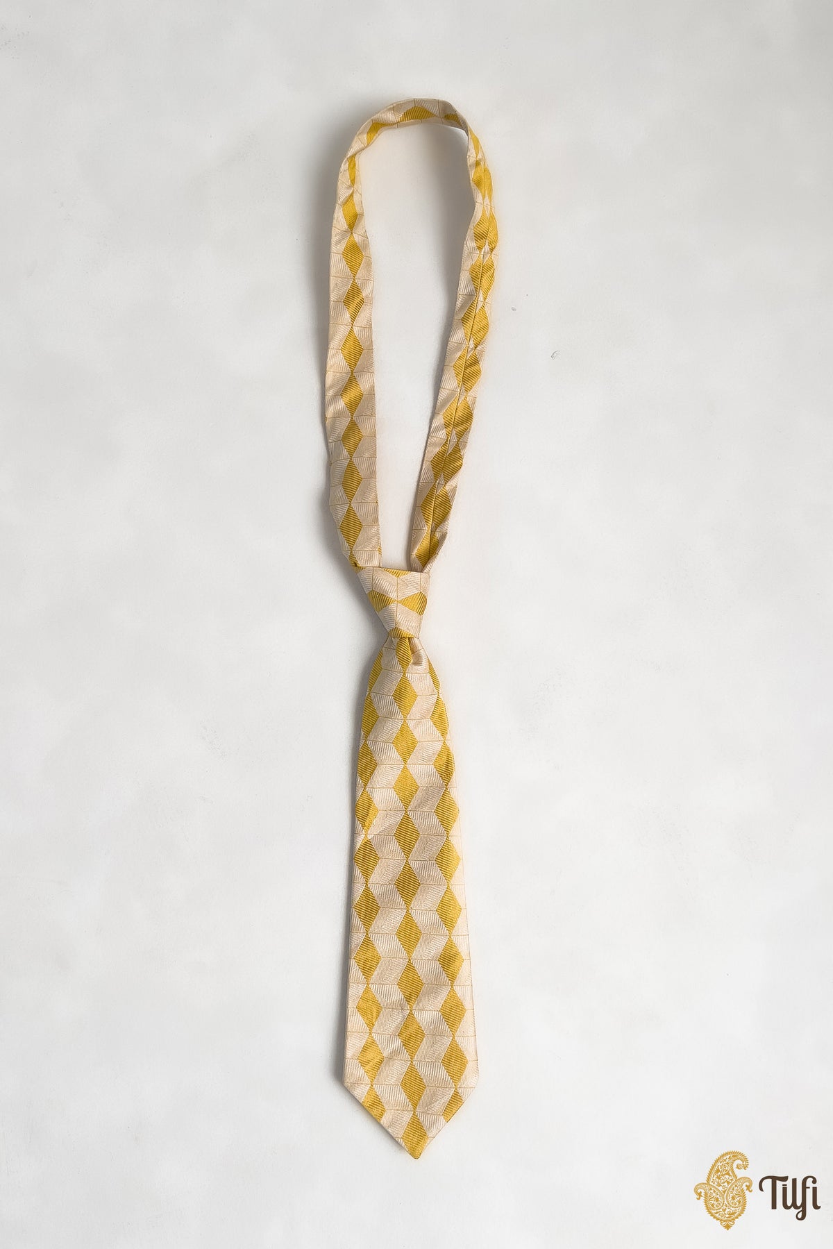 Yellow Handwoven Katan Silk Tie