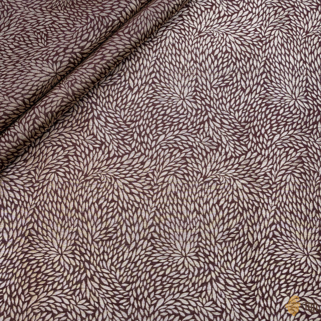 Chocolate Brown Pure Katan Silk Banarasi Handloom Fabric