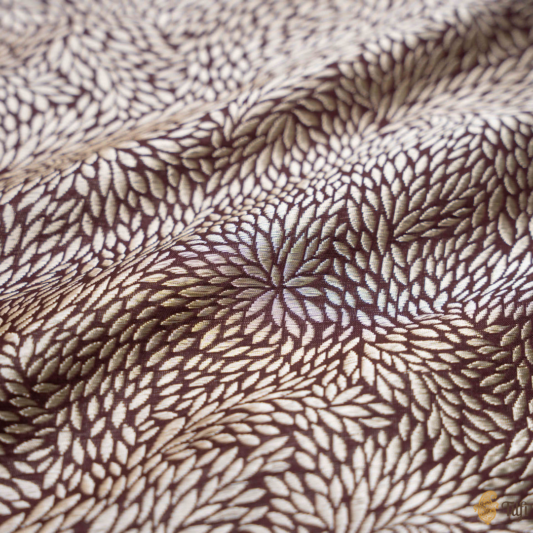 Chocolate Brown Pure Katan Silk Banarasi Handloom Fabric