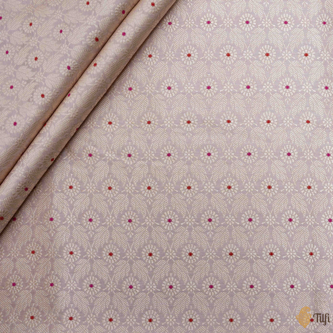 Pastel Mauve Pure Katan Silk Banarasi Handloom Fabric