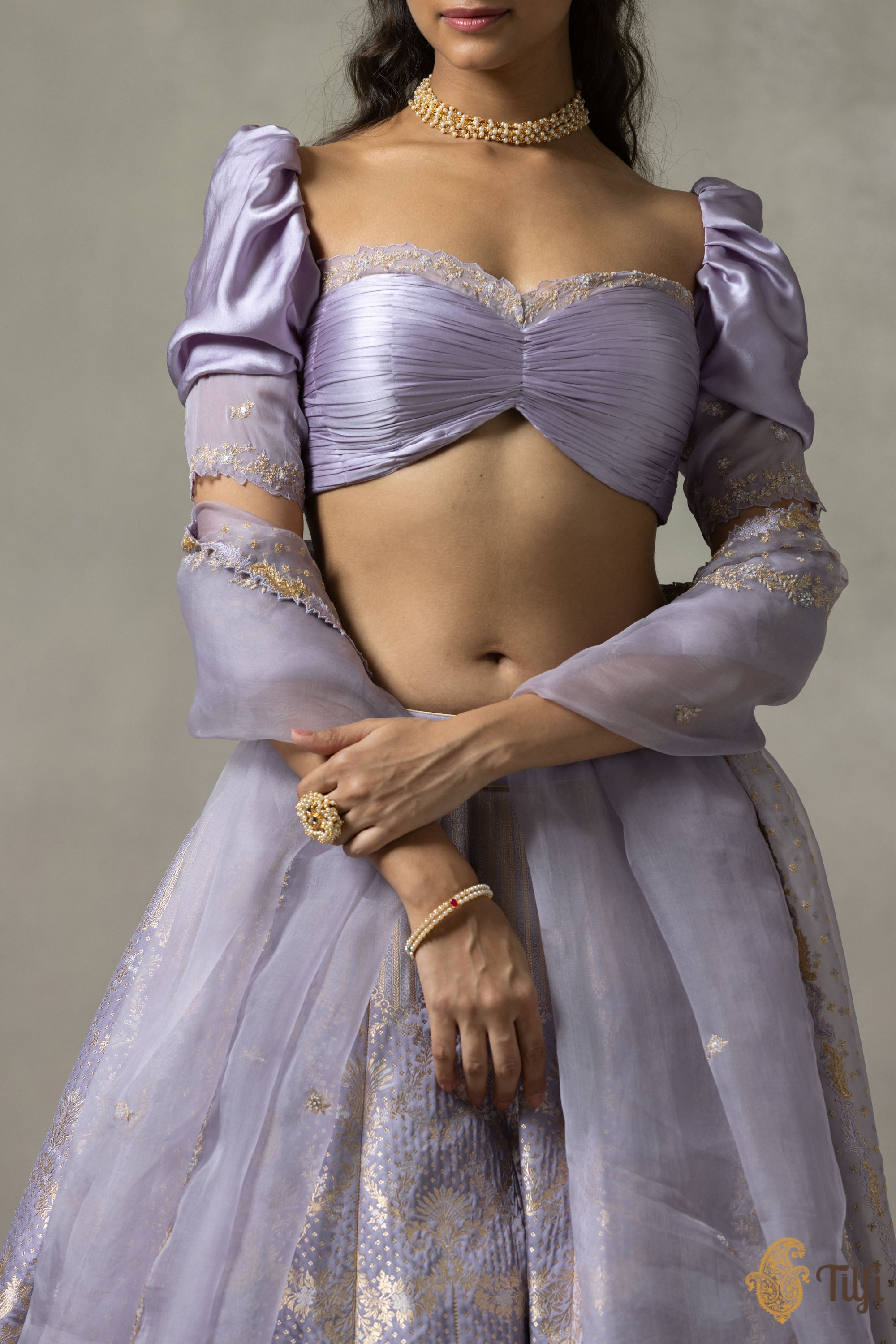 Bavana Banarasi Silk Cotton Set - Lavender