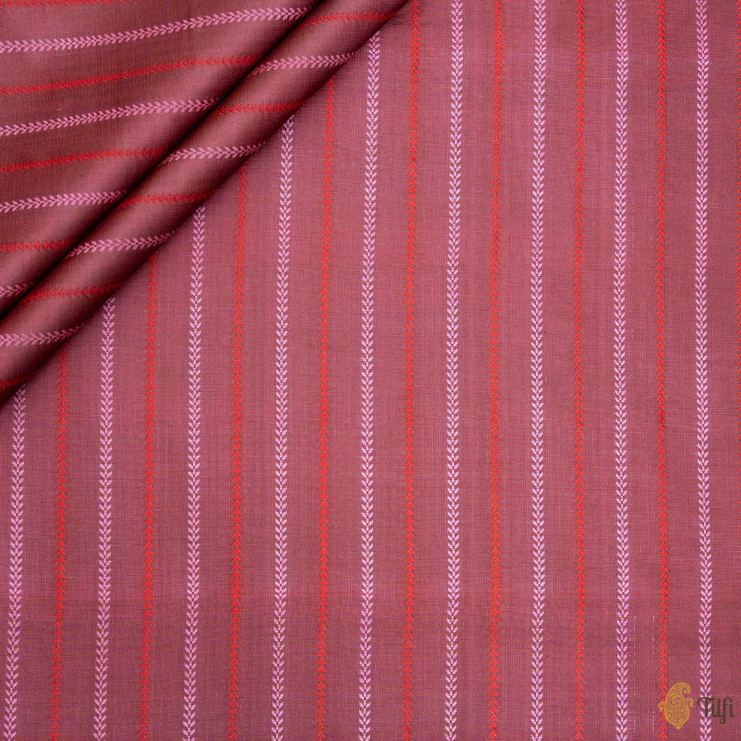 Rosy Brown Pure Soft Satin Silk Banarasi Handloom Fabric