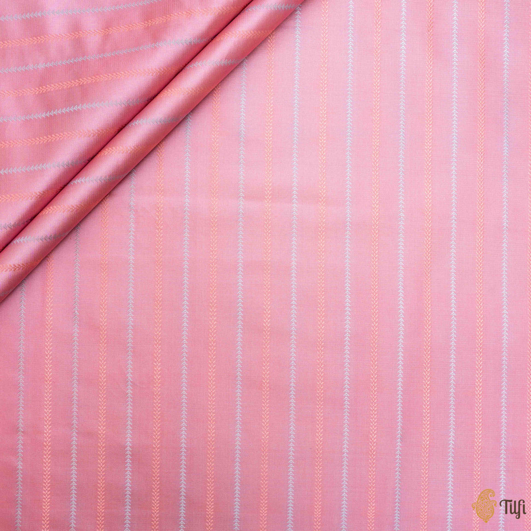 Taffy Pink Pure Soft Satin Silk Banarasi Handloom Fabric