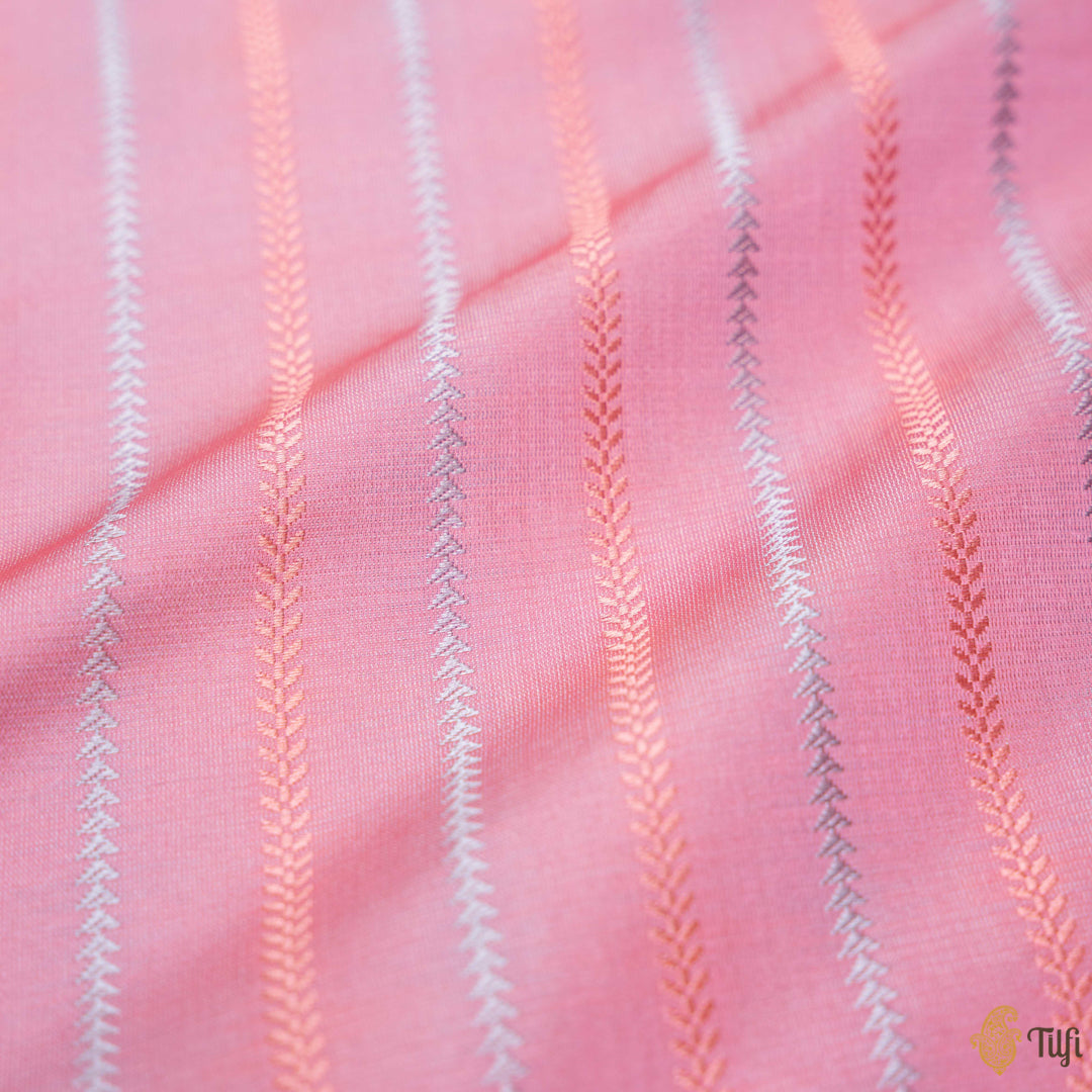 Taffy Pink Pure Soft Satin Silk Banarasi Handloom Fabric