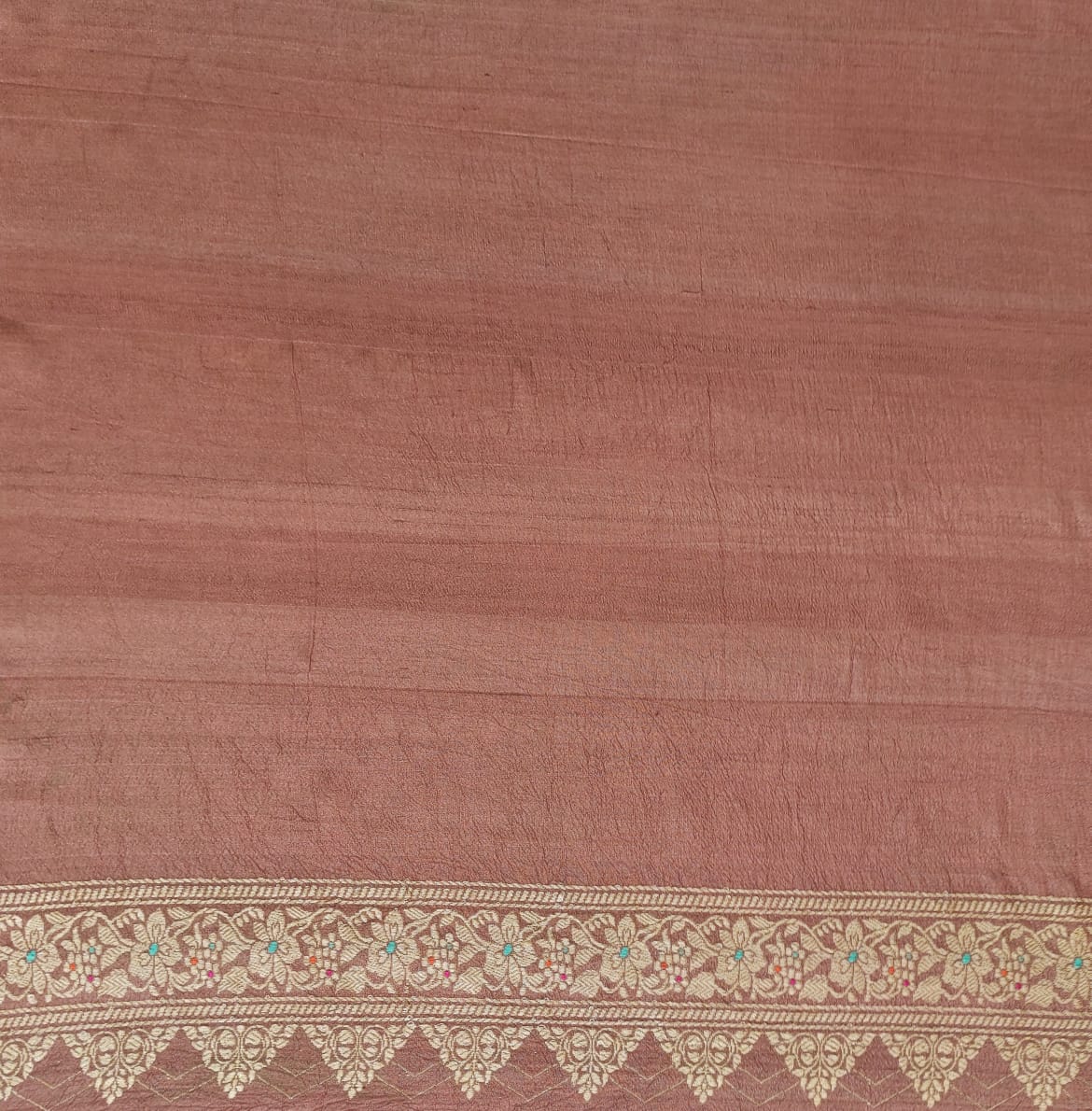 Pre-Order: Brown Pure Tussar Georgette Silk Banarasi Handloom Saree