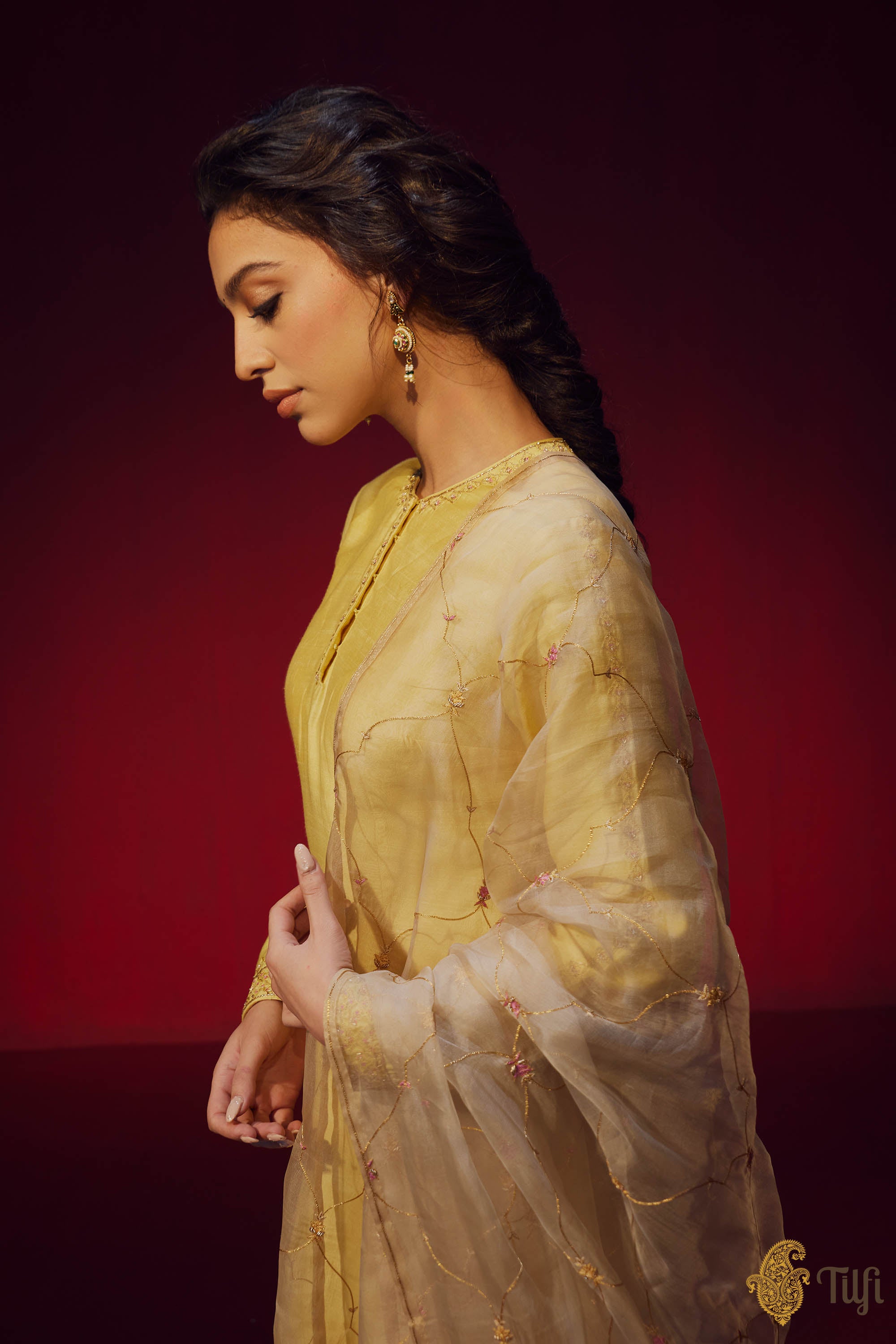 Maroon Kurta Jacquard Silk Brocade Chudidaar