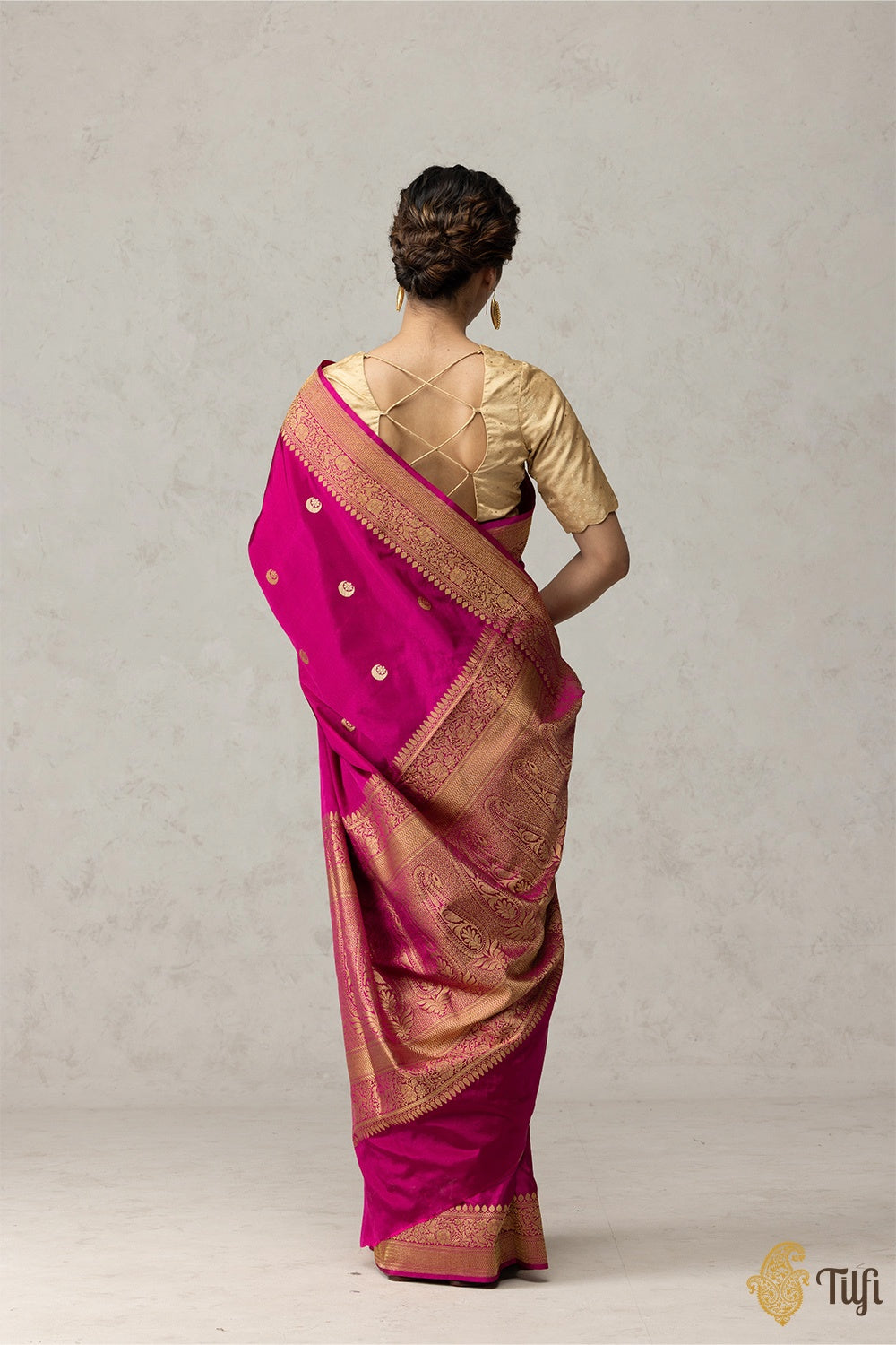 Magenta Pink Banarasi Silk Saree