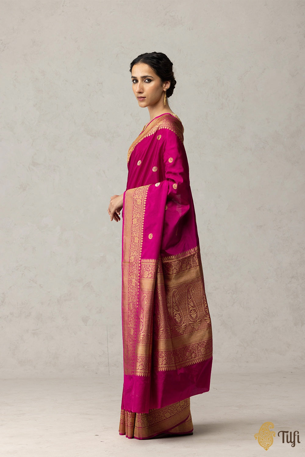 Pre-Order: Magenta Pink Pure Katan Silk Banarasi Handloom Saree