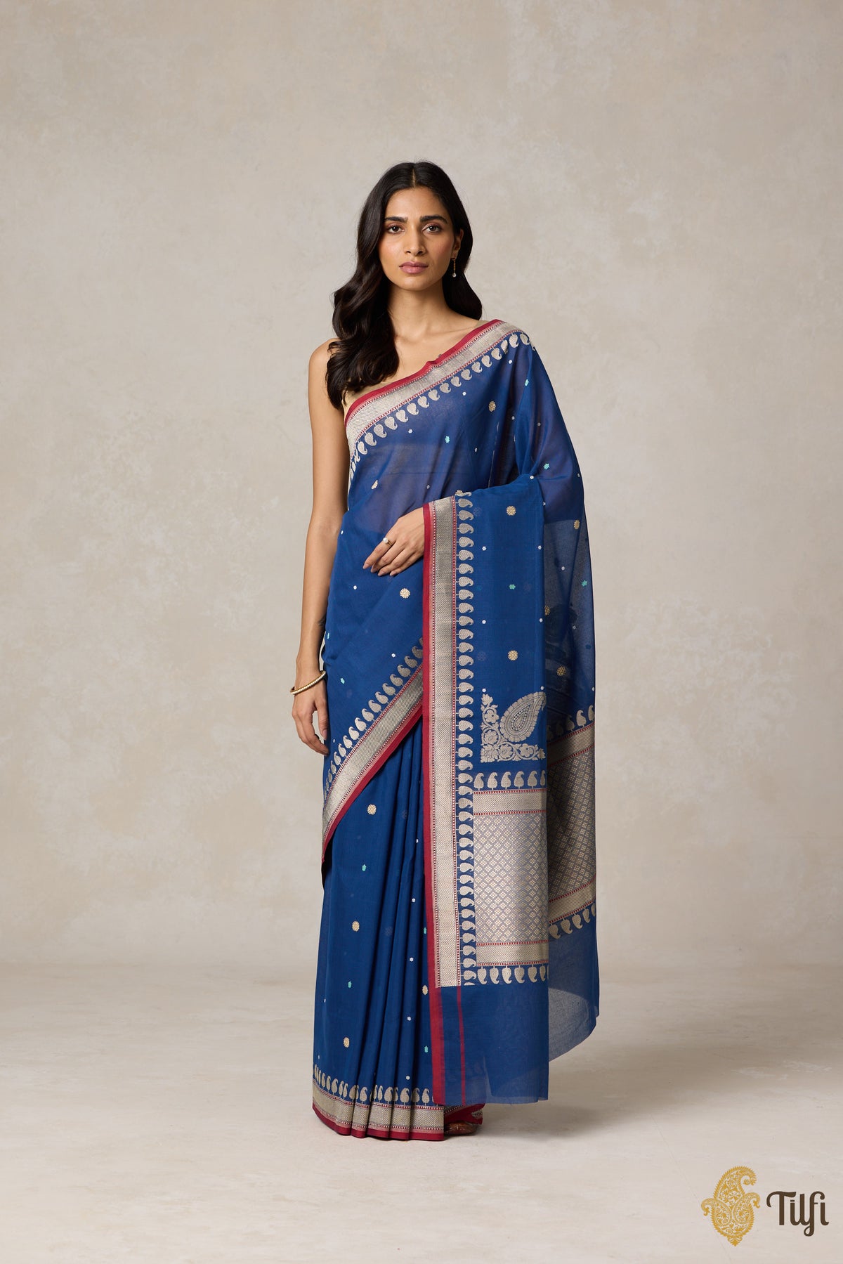Blue Pure Cotton Banarasi Kadhua Handloom Saree