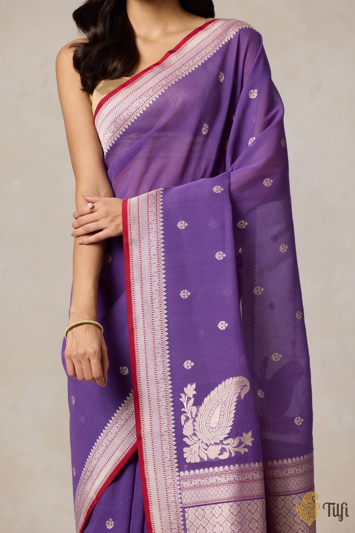 Purple Pure Cotton Banarasi Kadhua Handloom Saree