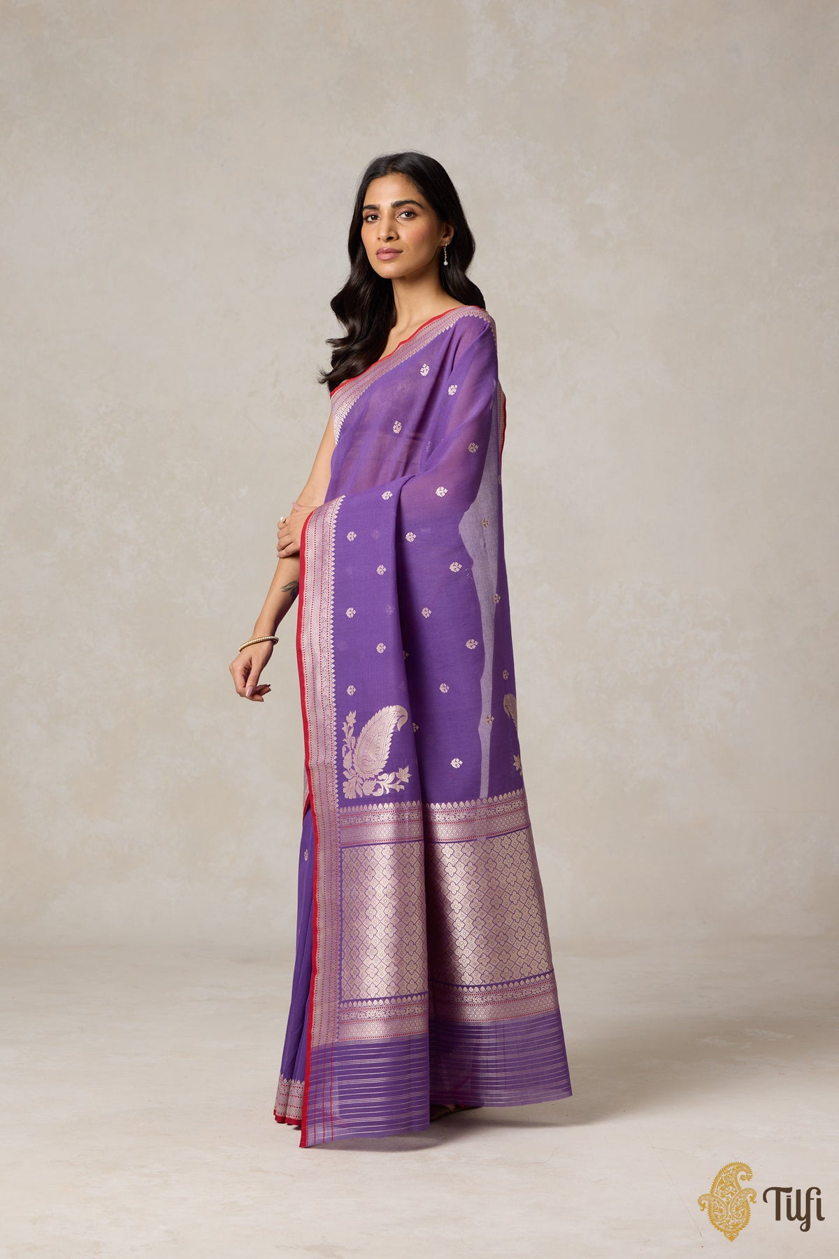 Purple Pure Cotton Banarasi Kadhua Handloom Saree