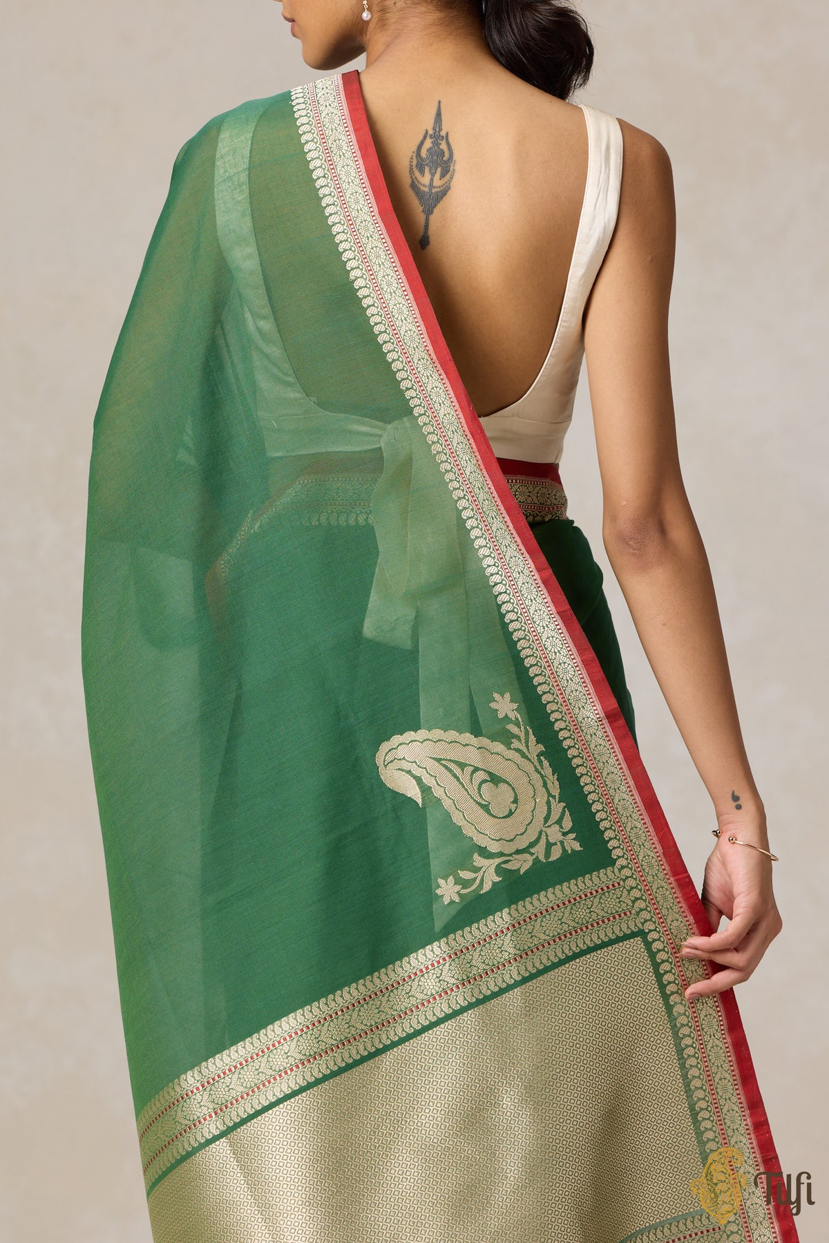 Green Pure Cotton Banarasi Kadhua Handloom Saree
