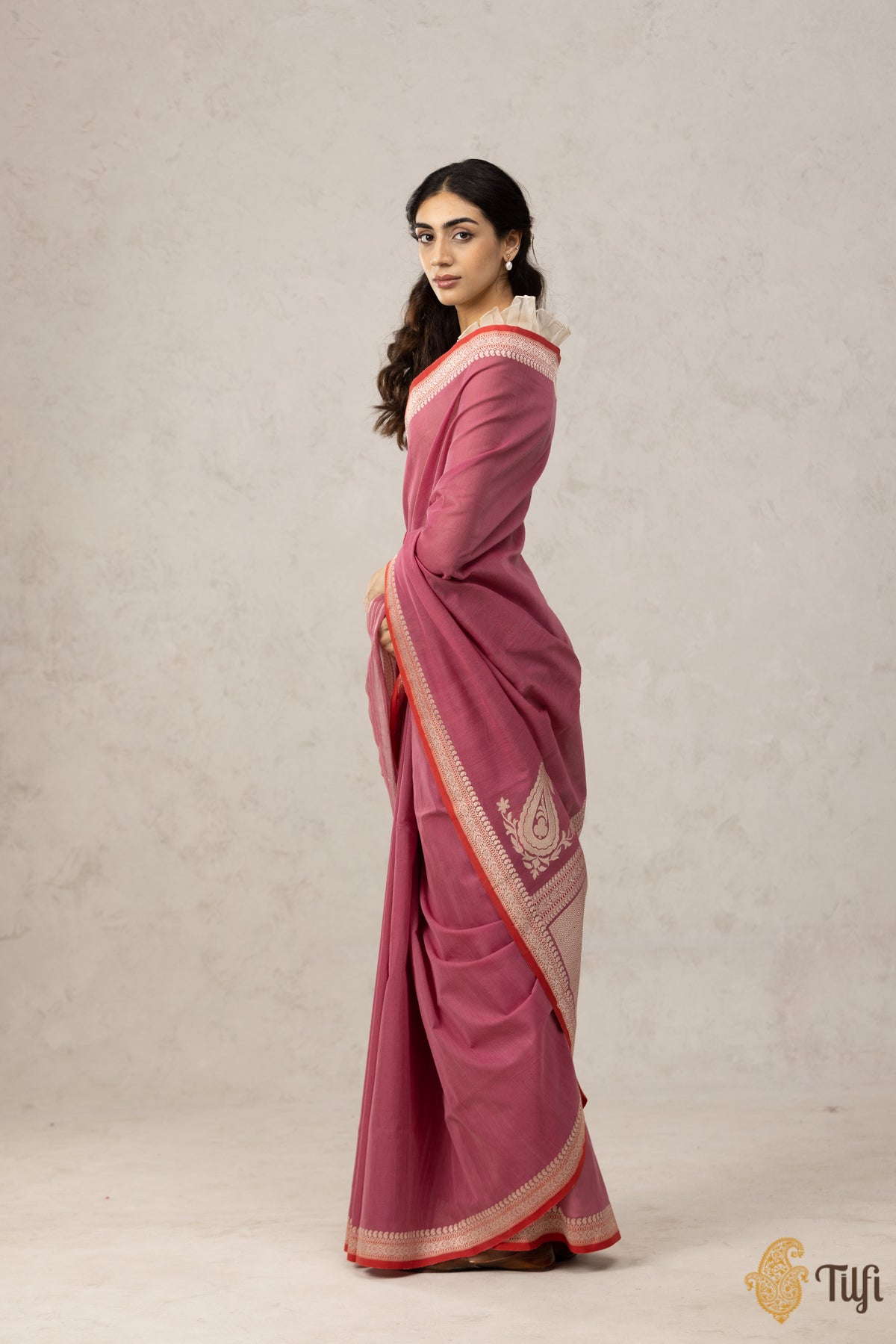 Rouge Pink Pure Cotton Banarasi Kadhua Handloom Saree
