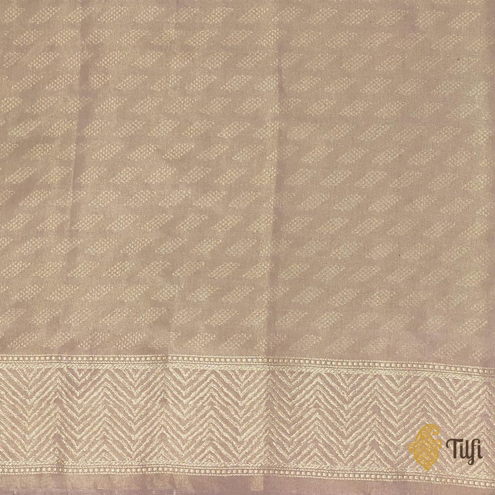 Nude Pink-Gold Pure Katan Silk Tissue Banarasi Handloom Saree