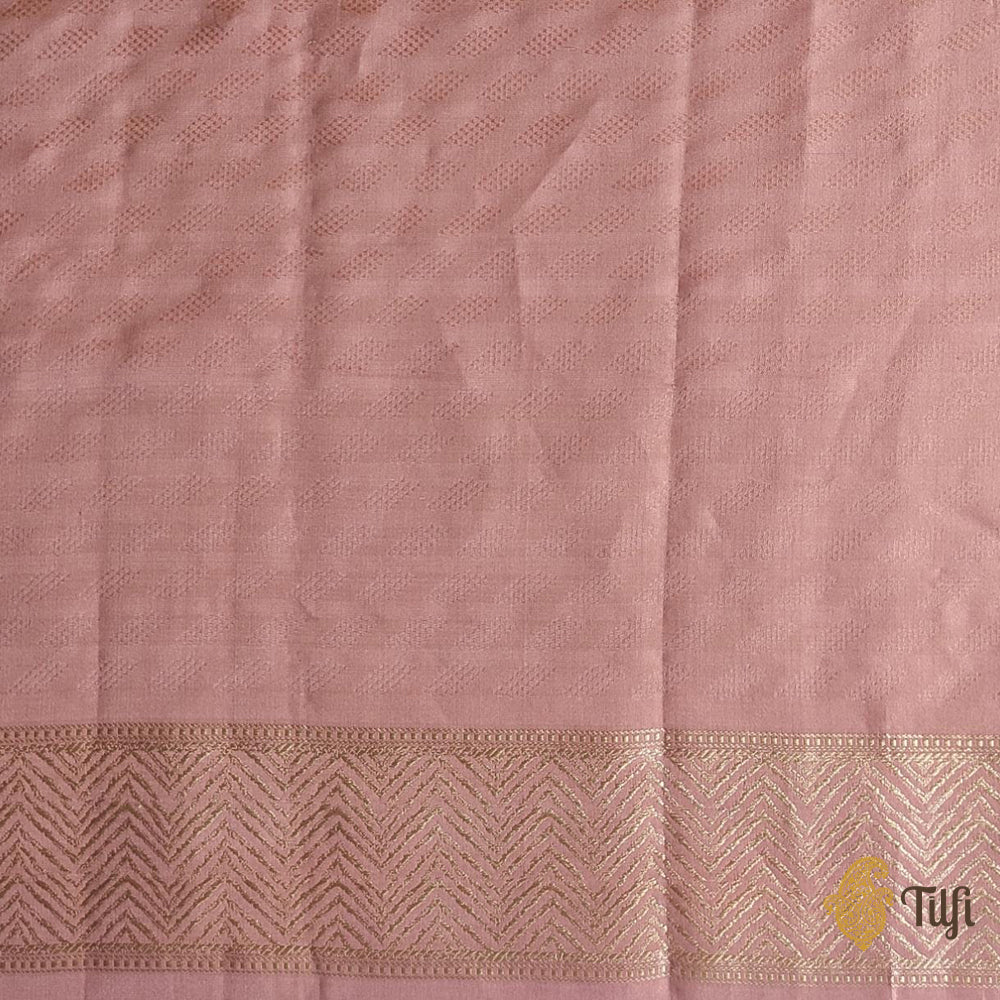 Pink-Gold Pure Katan Silk Tissue Banarasi Handloom Saree