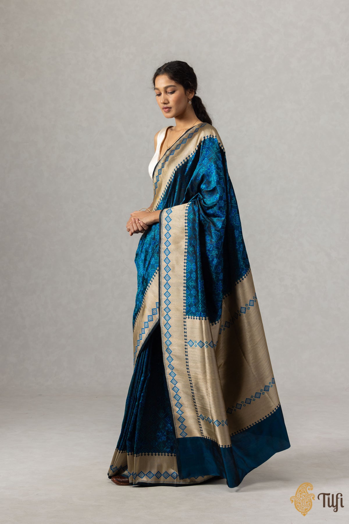 Blue Pure Soft Satin Silk Banarasi Handloom Saree