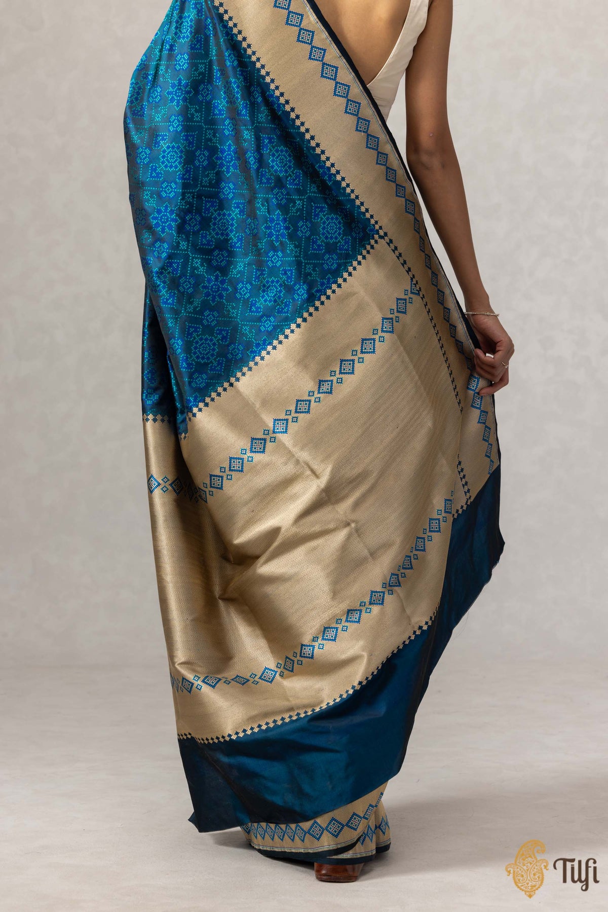 Blue Pure Soft Satin Silk Banarasi Handloom Saree