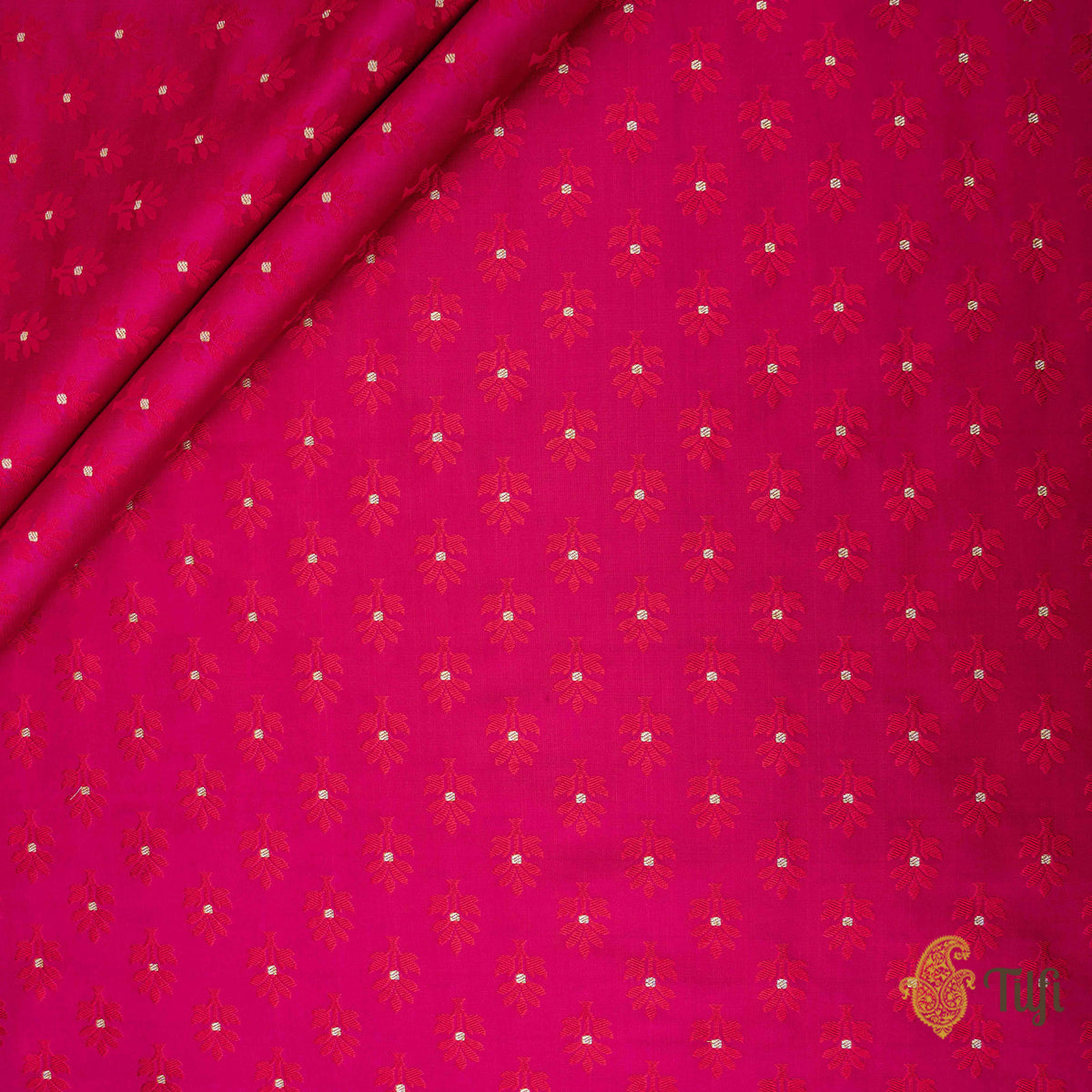 Rani Pink-Red Pure Soft Satin Silk Banarasi Handloom Fabric