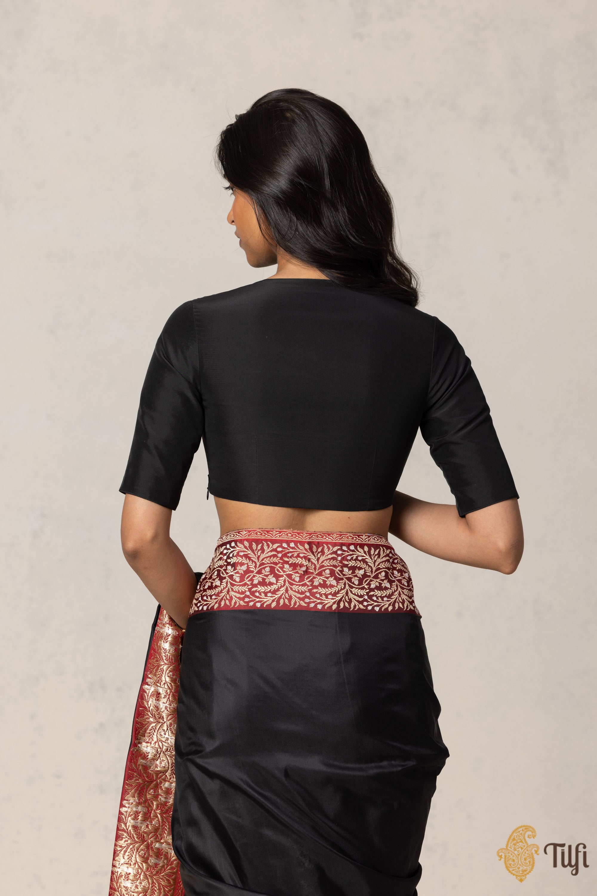 Women's Black Colour Pure Silk Readymade Blouse main image 1