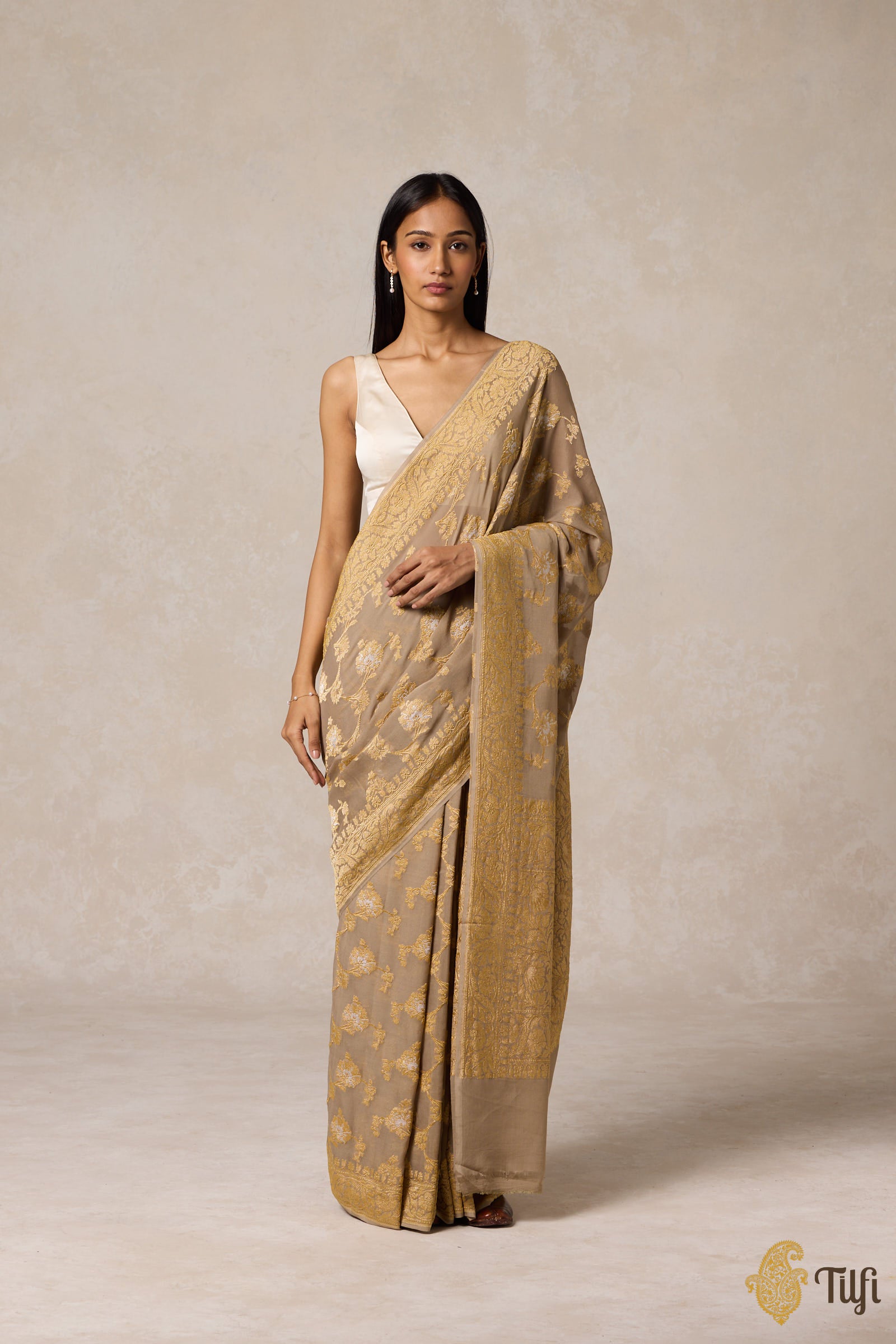 Tiranga Saree For Independence Day – Pure Khaddi Georgette Banarasi Saree main image 1