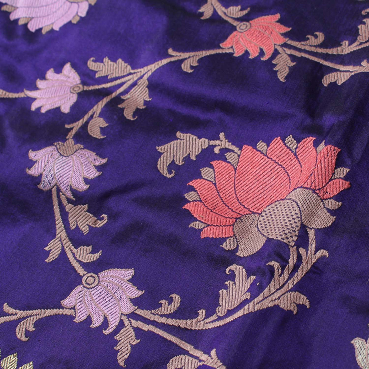 Royal Blue Pure Katan Silk Banarasi Handloom Saree - Tilfi - 4
