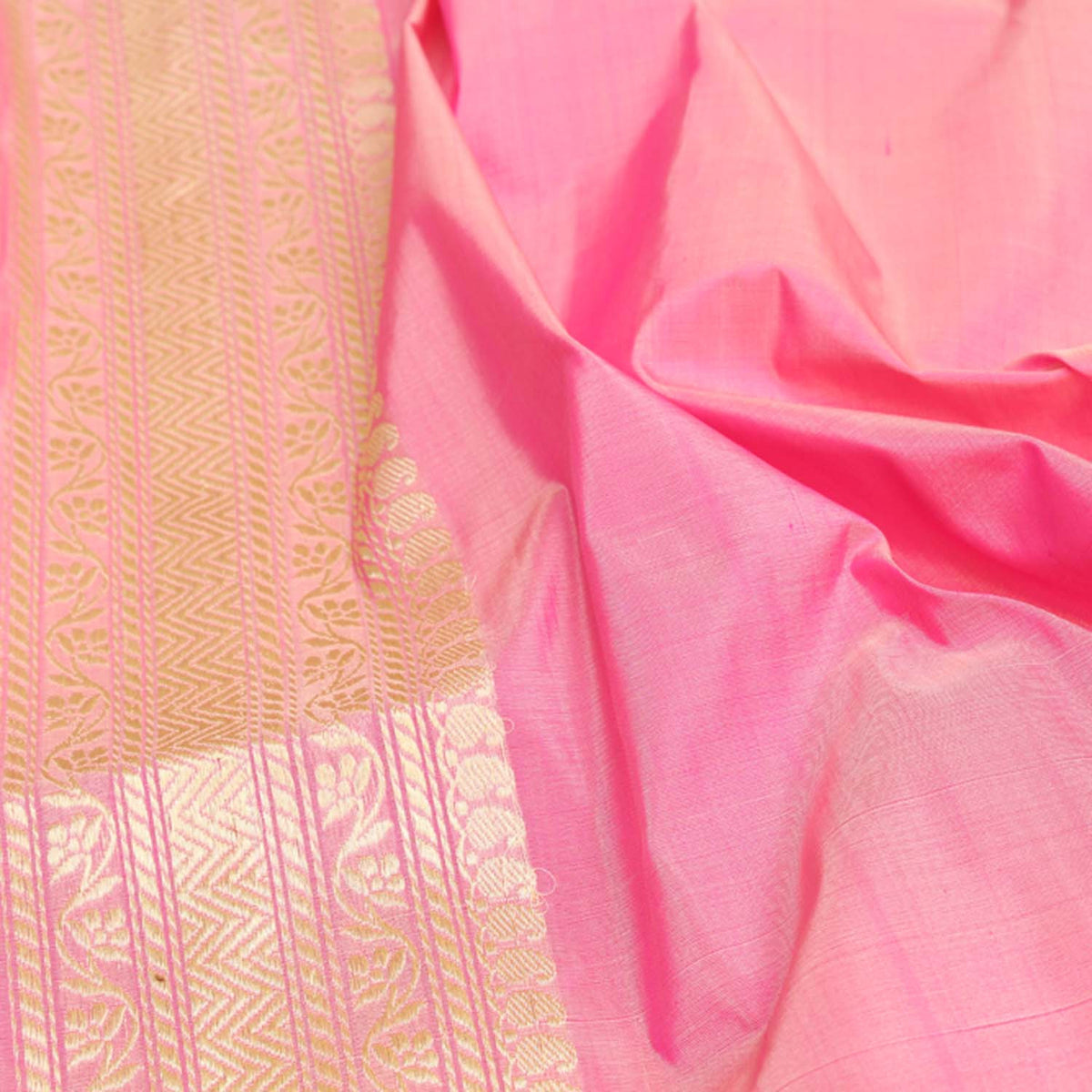 Indian Pink Pure Katan Silk Banarasi Handloom Saree - Tilfi - 4