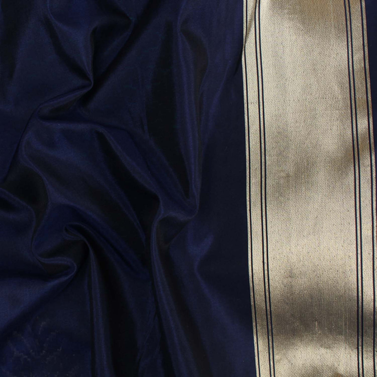 Royal-Navy Blue Pure Katan Silk Banarasi Handloom Saree - Tilfi - 4