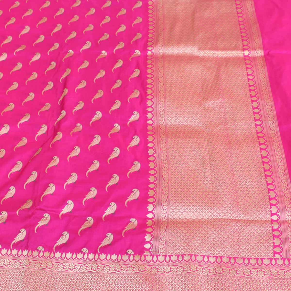 Indian Pink Pure Katan Silk Banarasi Handloom Saree - Tilfi - 2