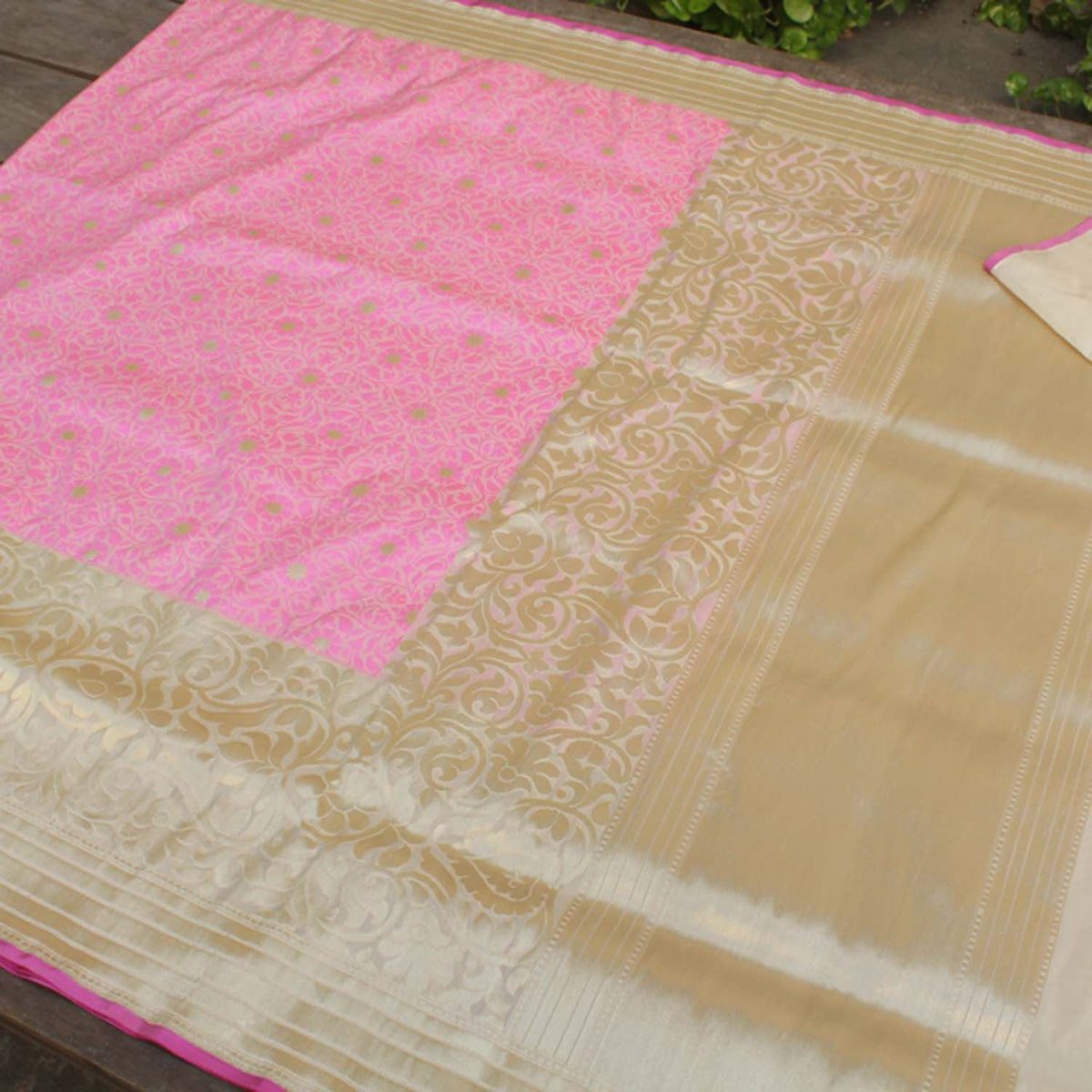 Pink Pure Katan Silk Banarasi Handloom Saree - Tilfi