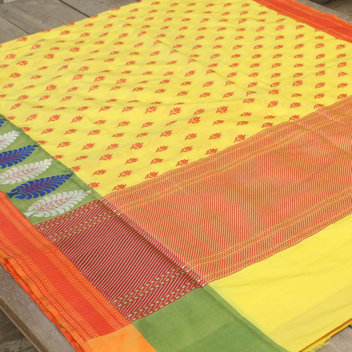 Yellow Pure Silk Georgette Banarasi Handloom Saree - Tilfi - 3