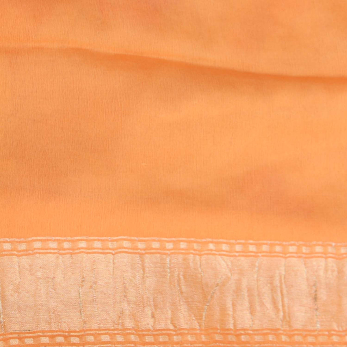 Orange Peach Pure Chiffon Georgette Banarasi Handloom Saree - Tilfi