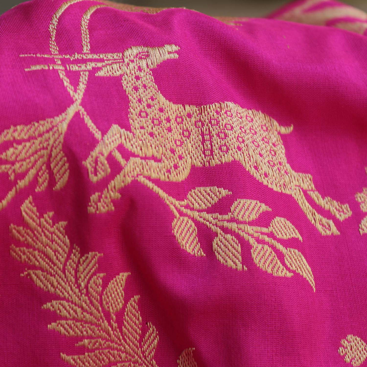 Rose Pink Pure Katan Silk Banarasi Handwoven Dupatta - Tilfi - 3