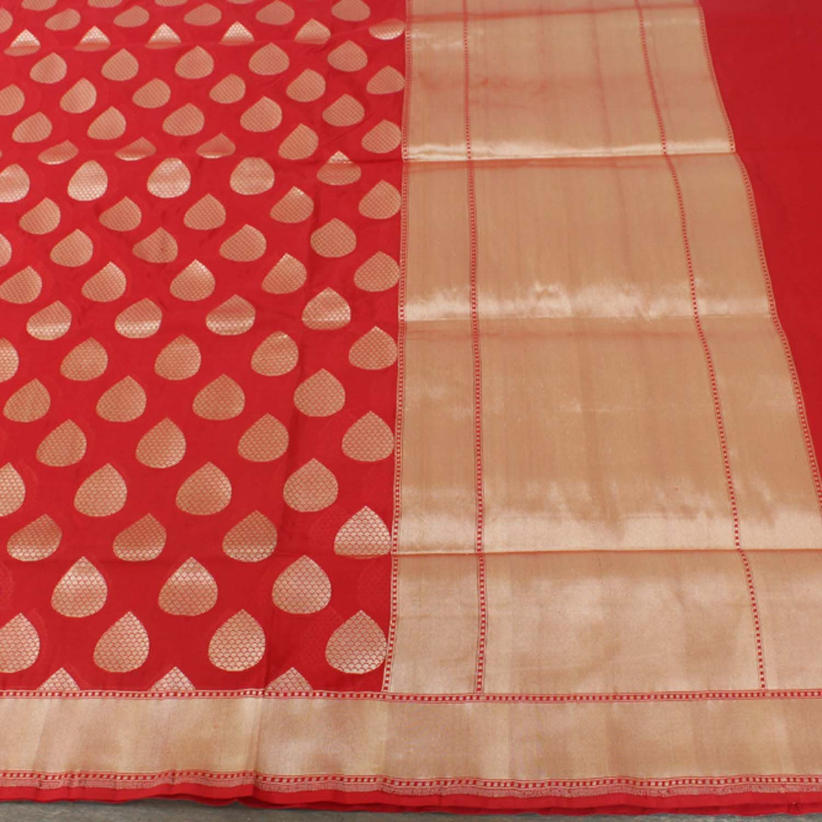 Red Pure Silk Georgette Banarasi Handloom Saree - Tilfi - 3