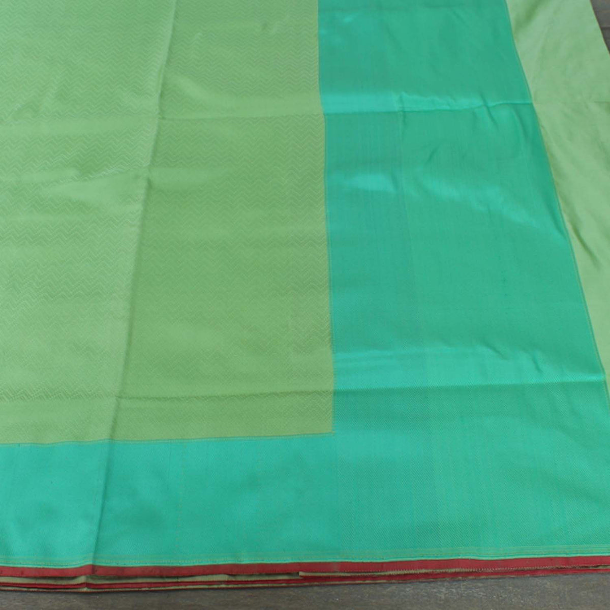 Pista Green Pure Satin Silk Banarasi Handloom Saree - Tilfi