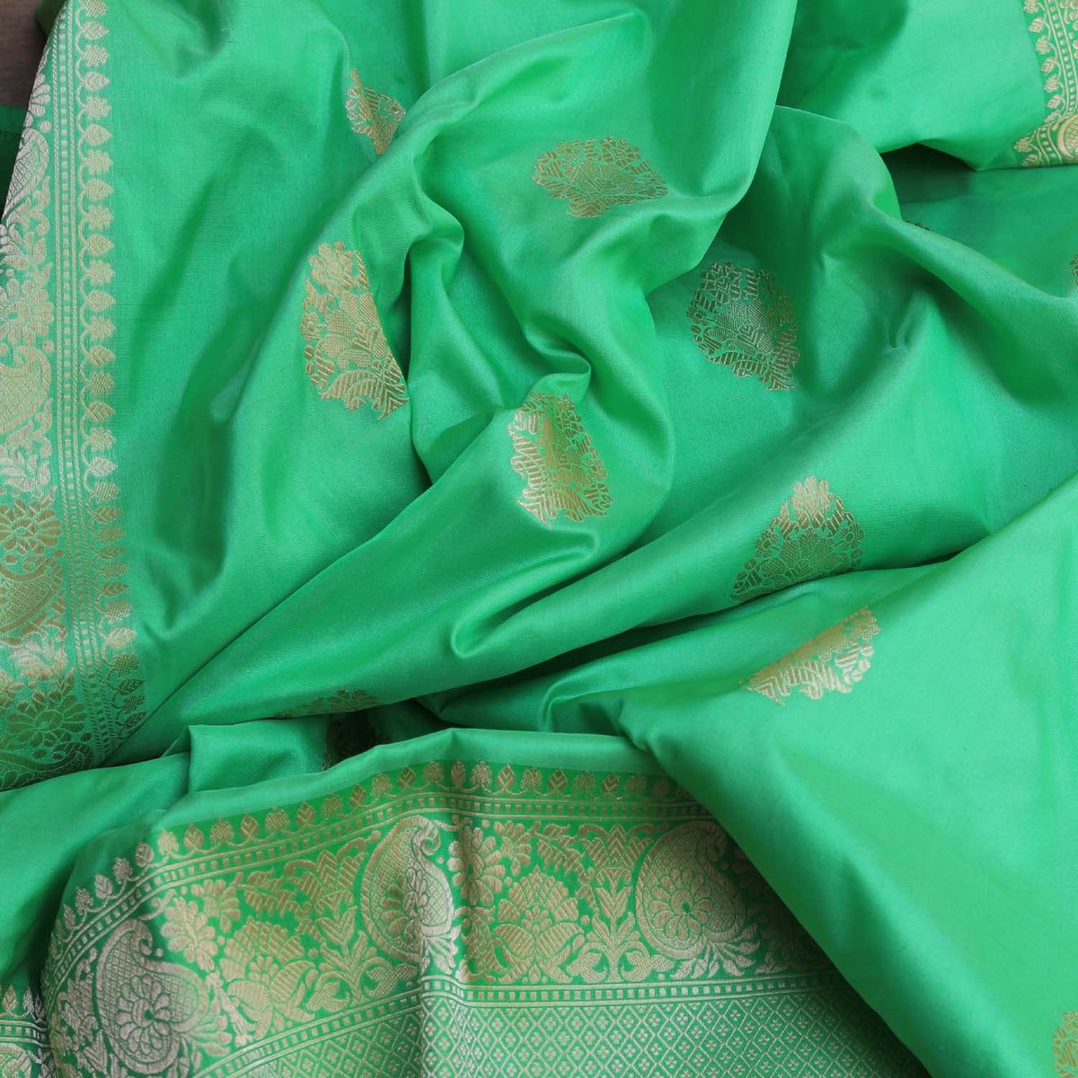 Pista Green Pure Katan Silk Banarasi Handloom Dupatta - Tilfi - 4