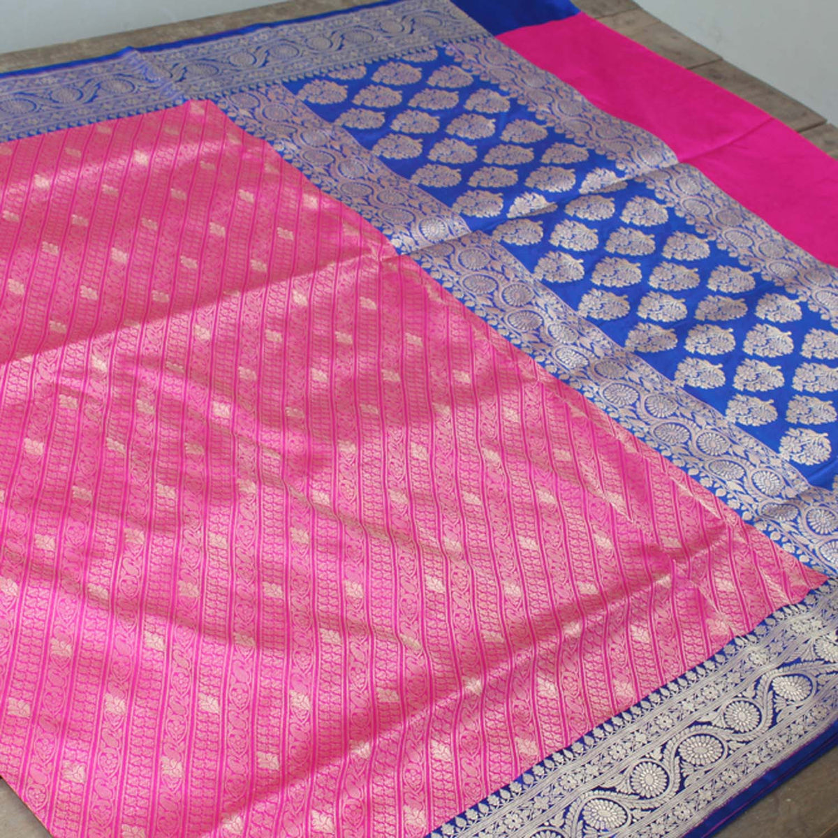 Rose Pink Pure Katan Silk Banarasi Handloom Saree - Tilfi
