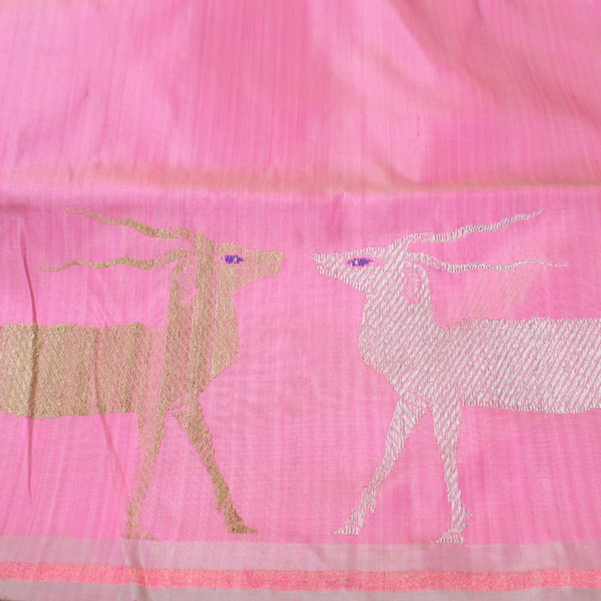 Rose Pink Shot Color Pure Katan Silk Banarasi Handloom Saree - Tilfi - 6