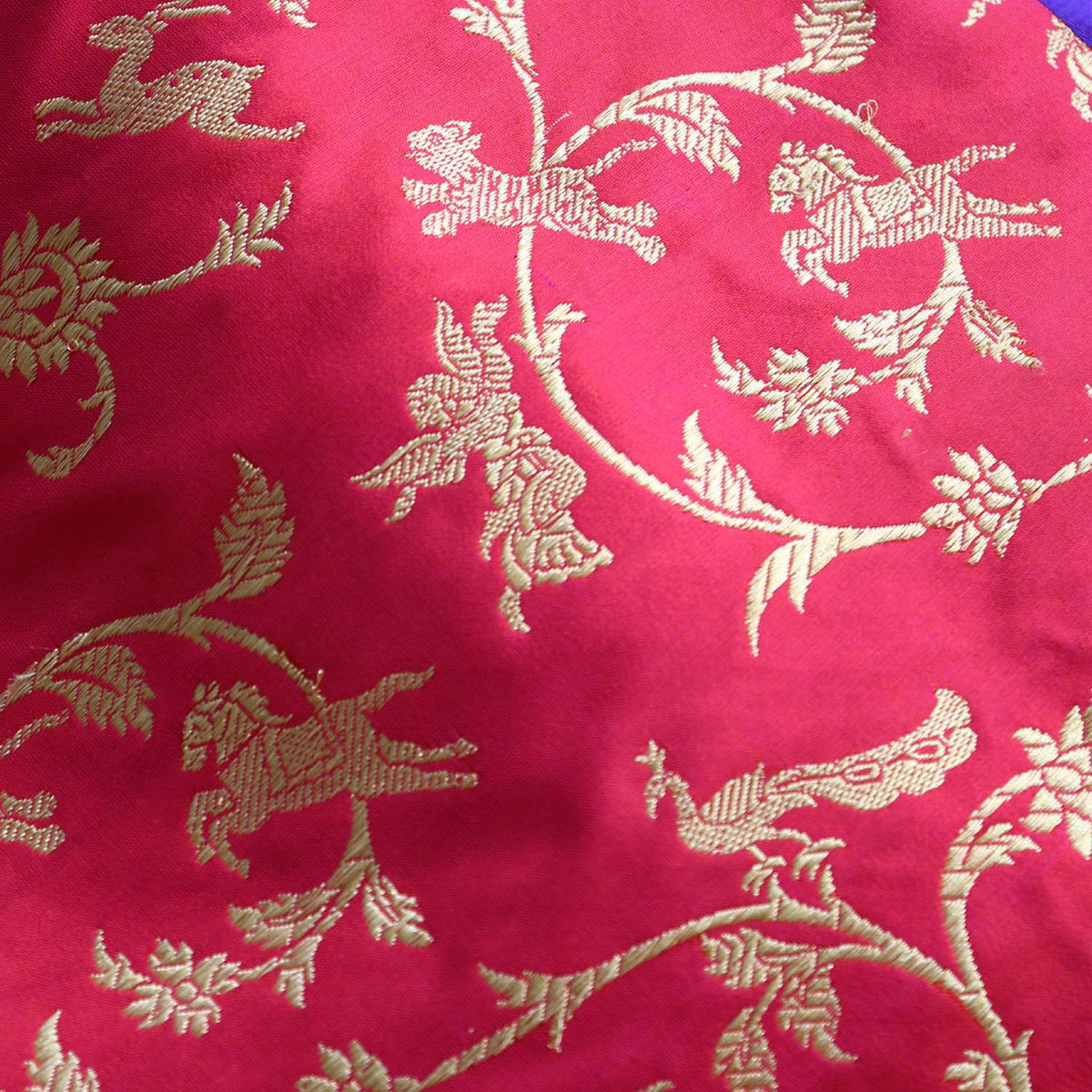 Rani Red Pure Katan Silk Banarasi Handloom Dupatta - Tilfi - 3