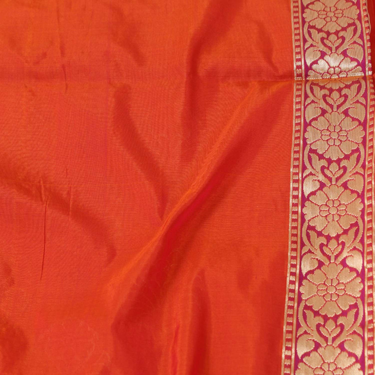 Orange-Magenta Pure Silk Georgette Banarasi Handloom Saree - Tilfi - 5