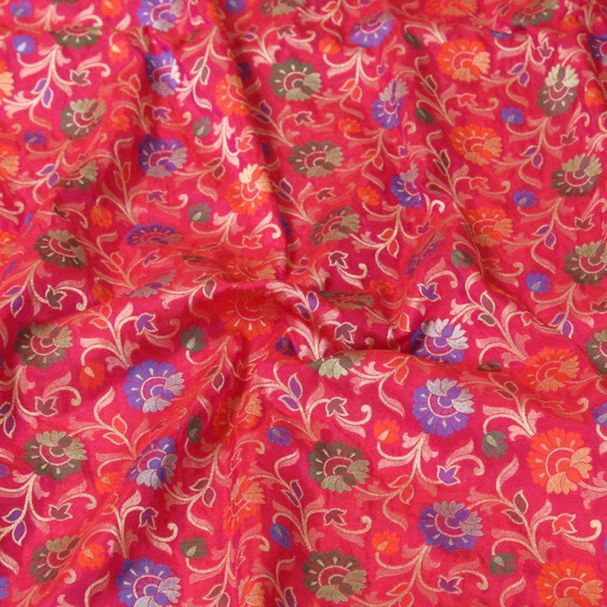Orange-Indian Pink Pure Silk Georgette Banarasi Handloom Saree - Tilfi